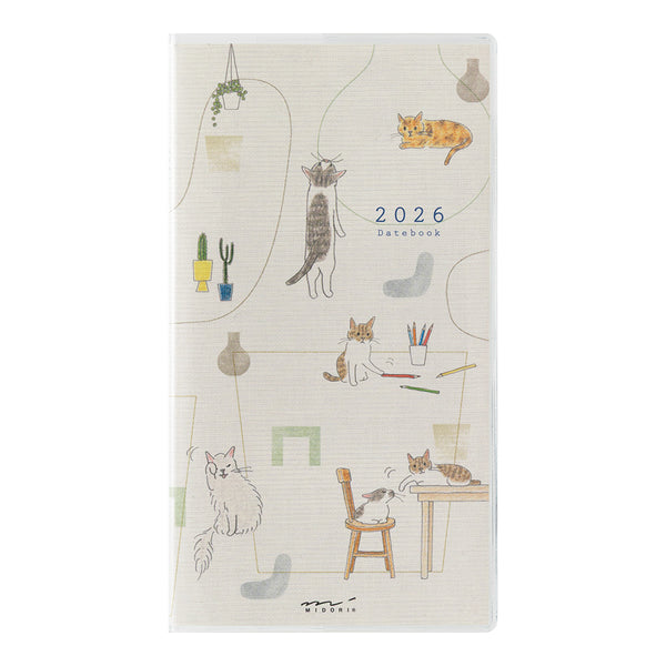 Midori Slim Pocket Monthly Diary 2026 - Cat