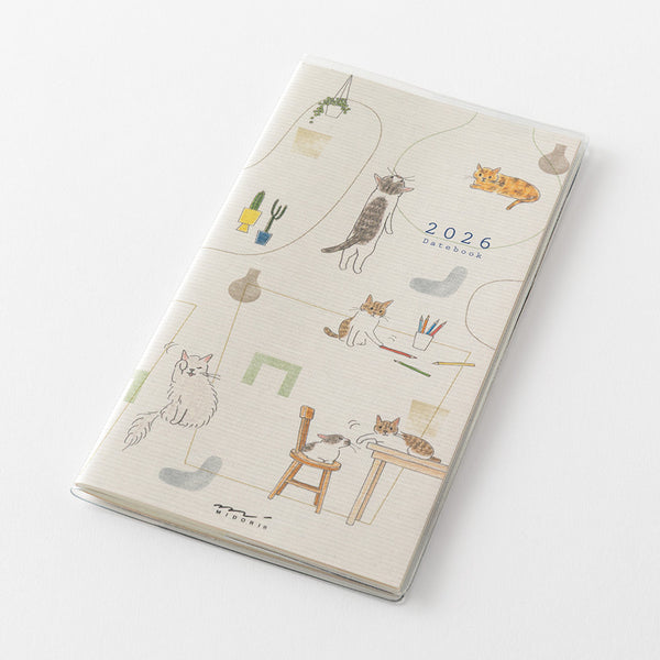 Midori Slim Pocket Monthly Diary 2026 - Cat