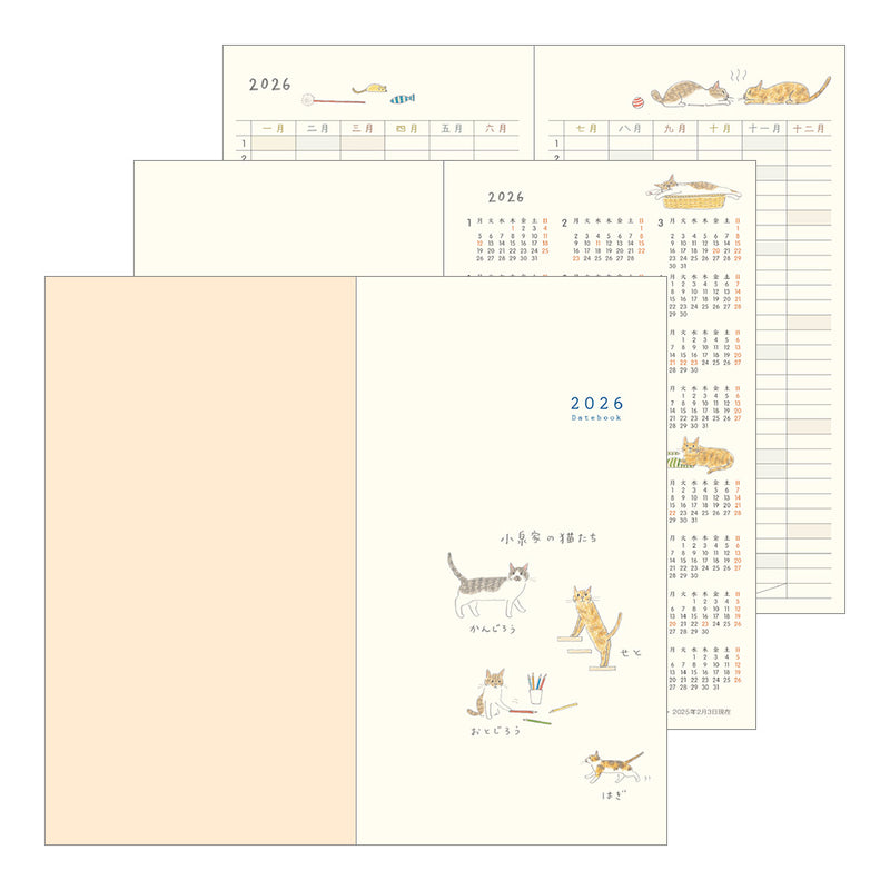 Midori Slim Pocket Monthly Diary 2026 - Cat