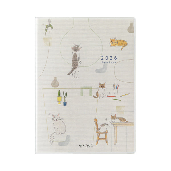 Midori A6 Pocket Monthly Diary - Cat 2026