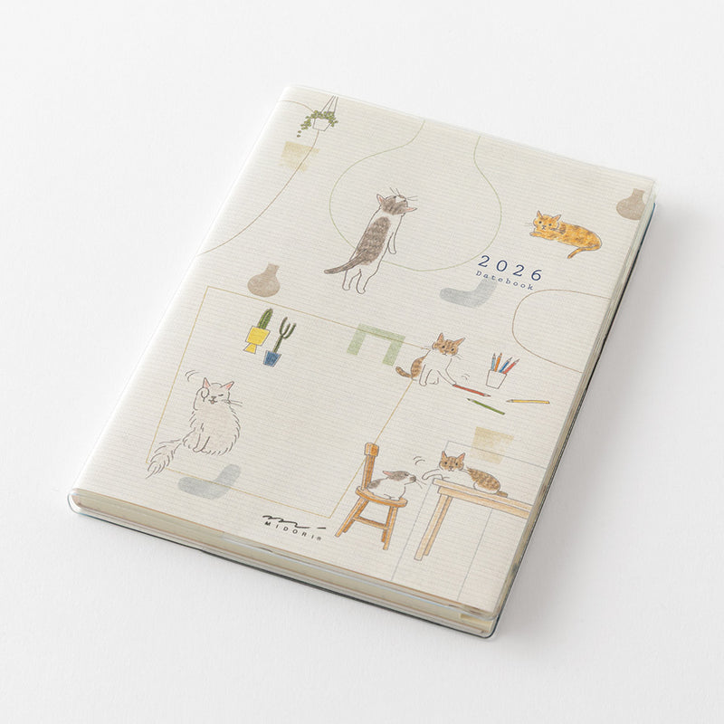 Midori A6 Pocket Monthly Diary - Cat 2026