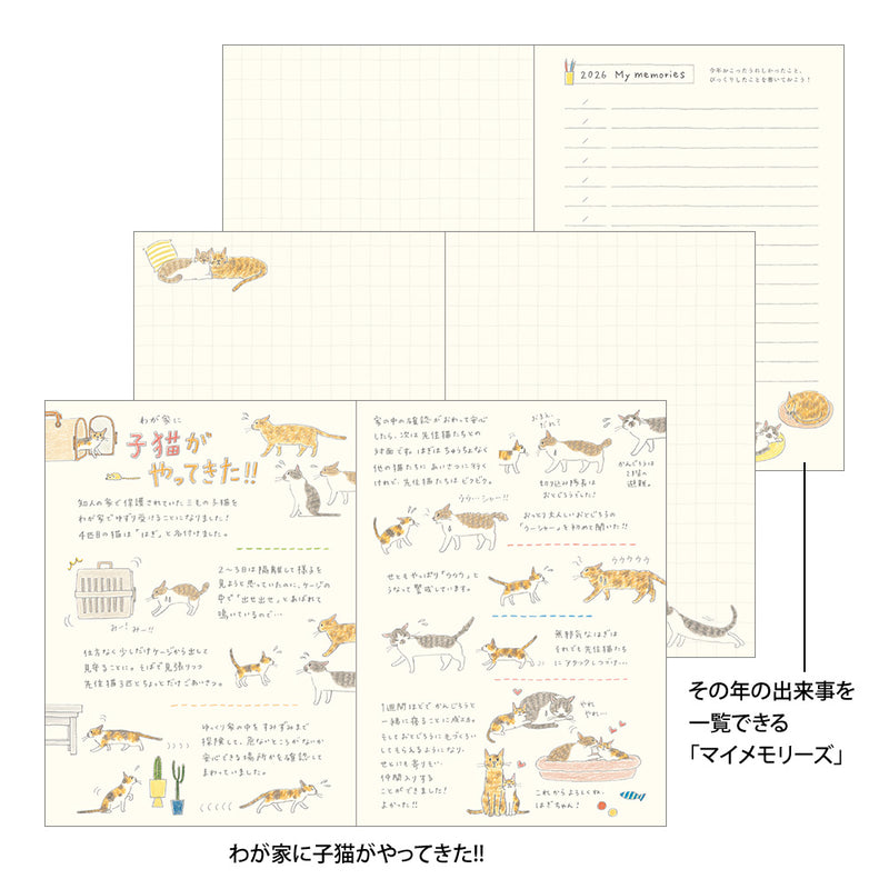 Midori A6 Pocket Monthly Diary - Cat 2026