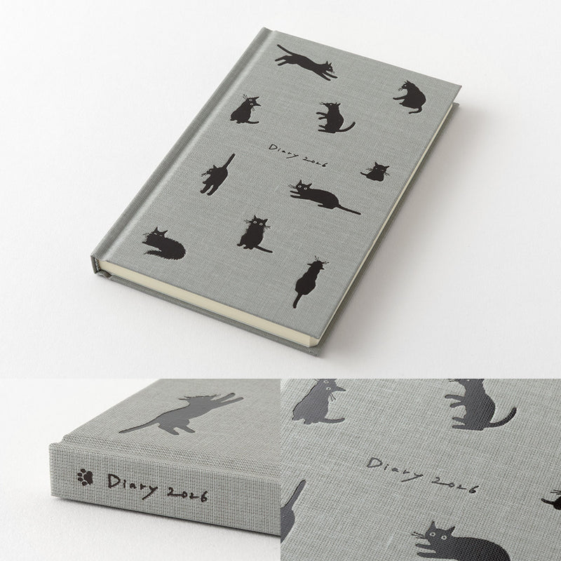 Midori Book Style B6 2026 Diary - Cat - Grey