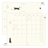 Midori Book Style B6 2026 Diary - Cat - Navy