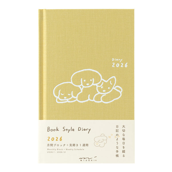 Midori Book Style B6 2026 Diary - Dog - Yellow