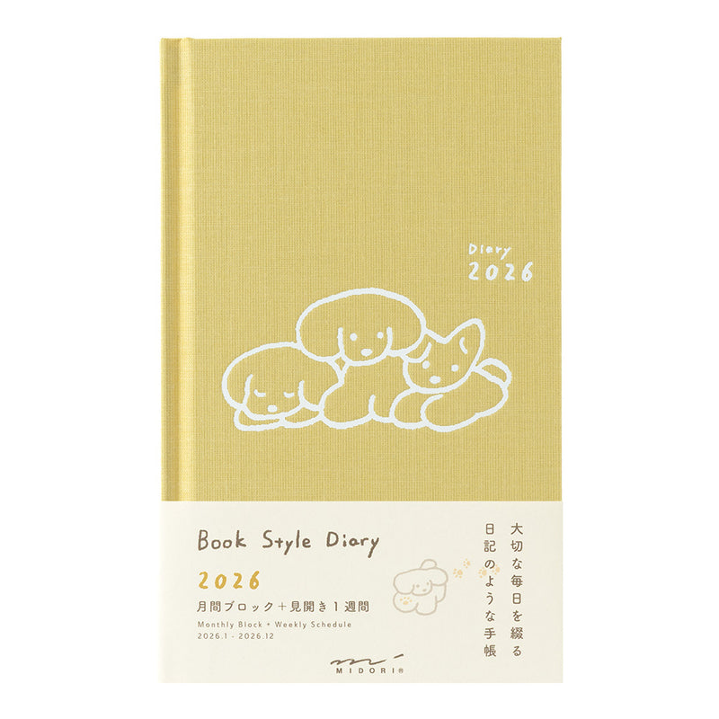 Midori Book Style B6 2026 Diary - Dog - Yellow