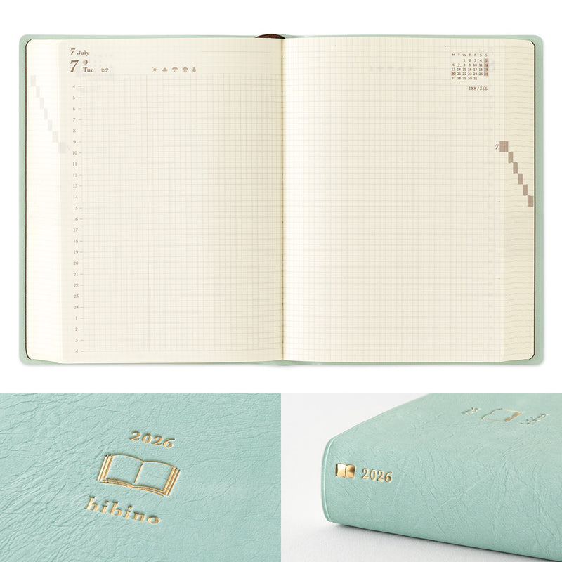Midori Hibino 2026 A6 Daily Diary - 2 pages per day