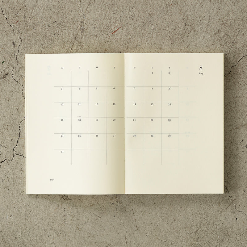 MD Paper Diary A5 2026 Monthly Block & Memo