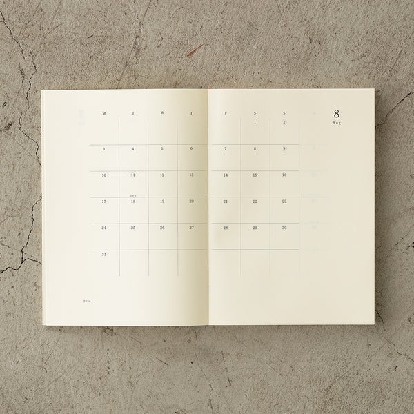 MD Paper Diary A5 Thin 2026 Monthly Block & Memo