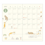Midori Slim Pocket Monthly Diary 2027 - Cat