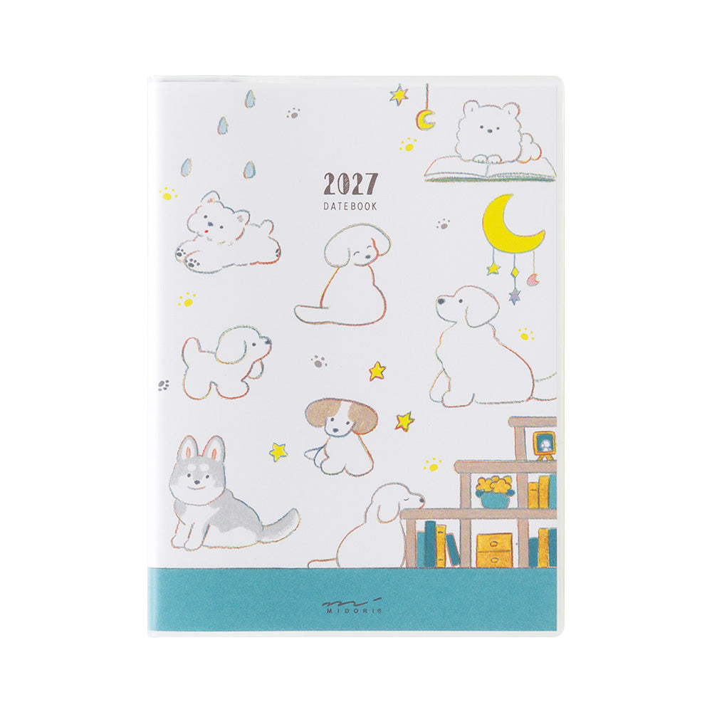 Midori A6 Pocket Monthly Diary - Dog 2027