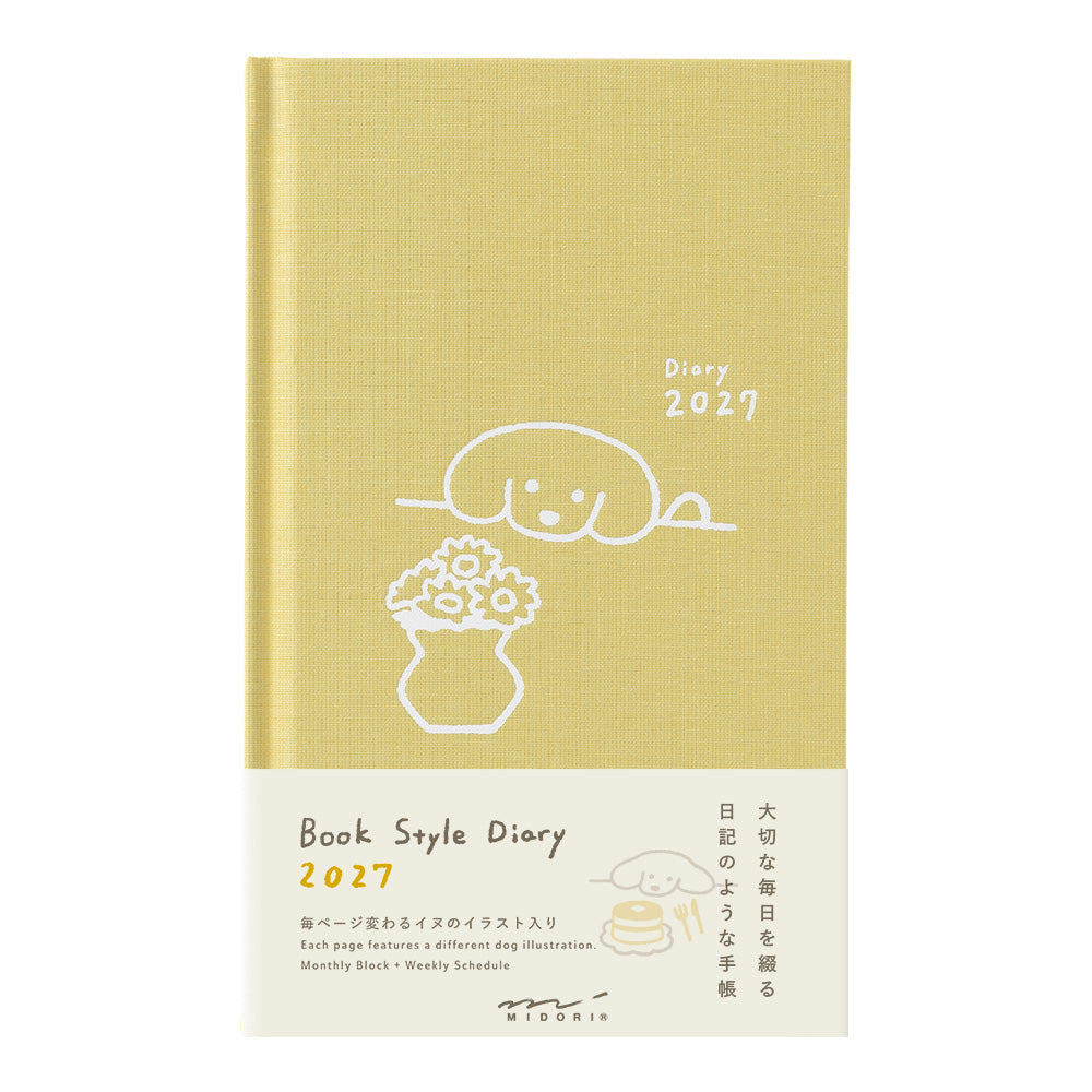 Midori Book Style B6 2027 Diary - Dog - Yellow