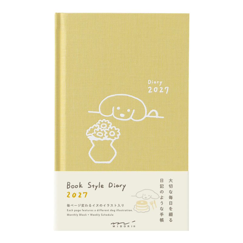 Midori Book Style B6 2027 Diary - Dog - Yellow, $32.63