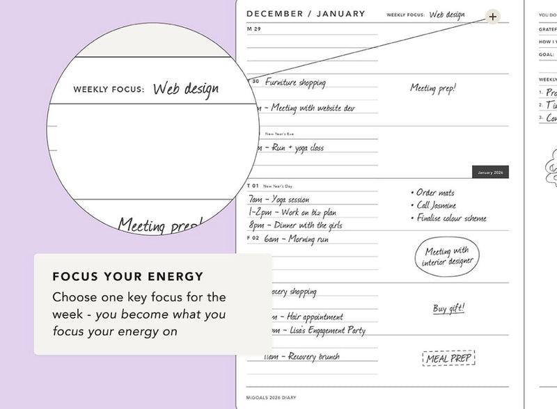 MiGoals 2026 A5 Weekly Notes Diary