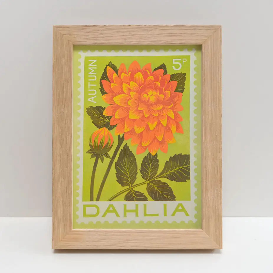 Dahlia Stamp - A5 Risograph Print