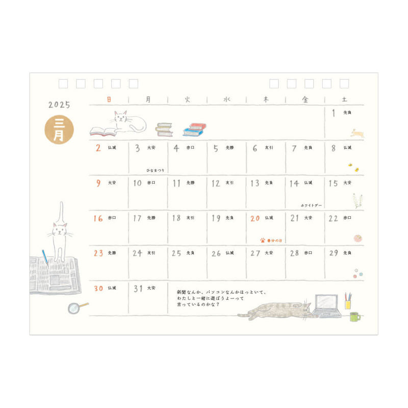 Midori 2025 Cat Ringbound Desk Calendar