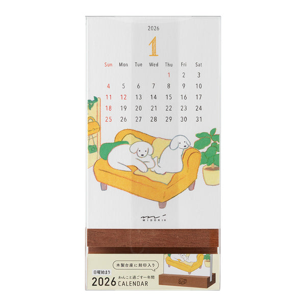 Midori 2026 Dog Desk Stand Calendar