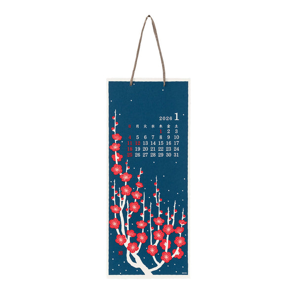 Midori 2026 Echizen Washi Floral Wall Calendar - Large