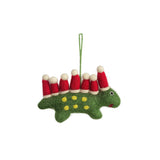 Green Dinosaur with Santa Hats Hanging Decoration