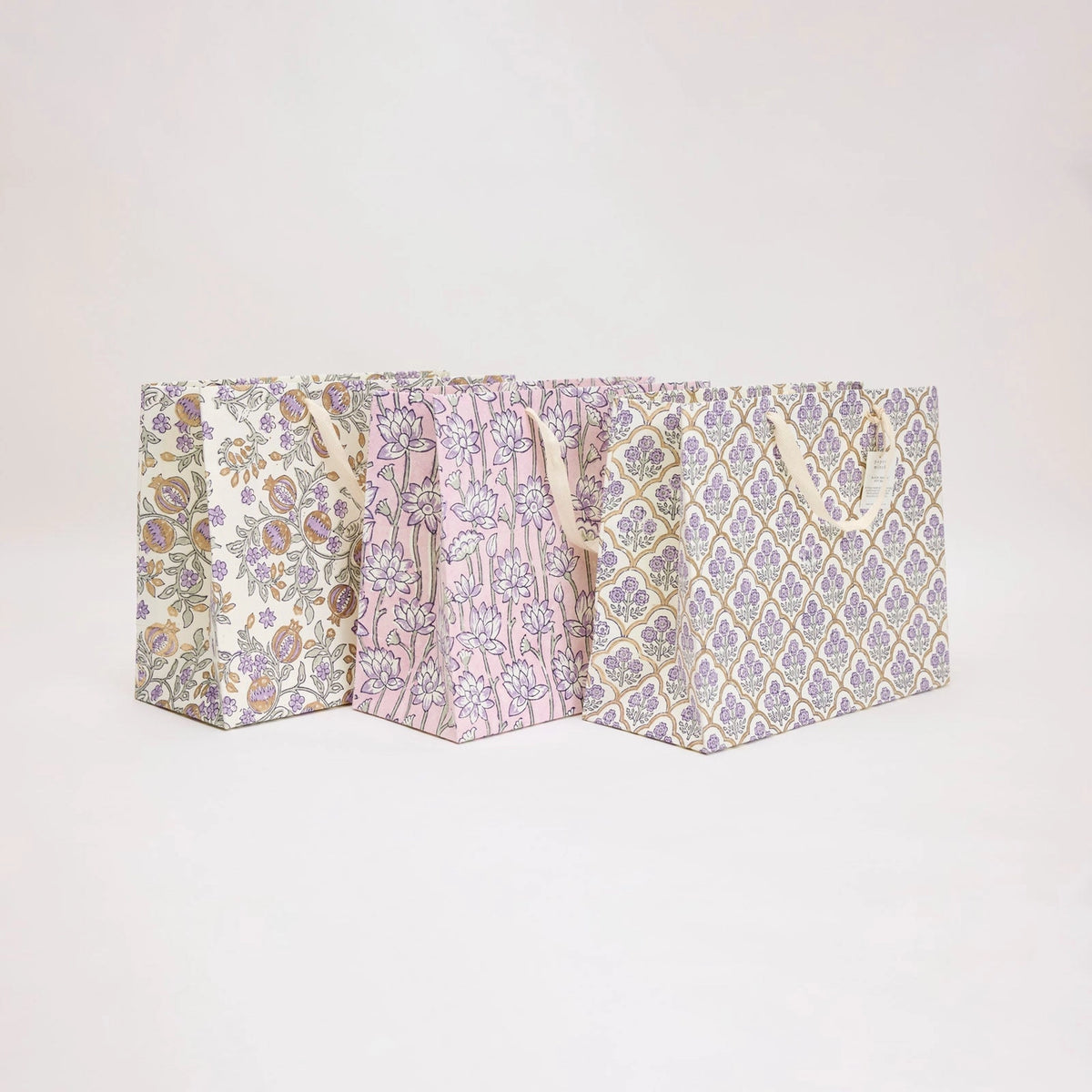 Large Hand Marbled Gift Bags - Lavender