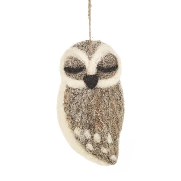 Grey Owl Christmas Tree Hanging Decoration