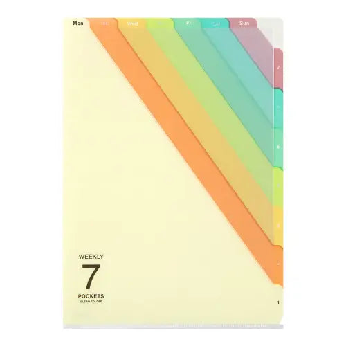 Midori A4 Stripe Beige 7 Pockets Folder