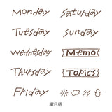 Midori Paintable Rotating Stamp - Pre Inked - Days of the Week Brown