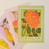 Dahlia Stamp - A5 Risograph Print