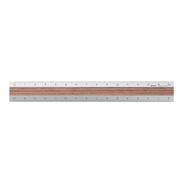 Midori Aluminium Wooden Ruler 15cm Dark Brown