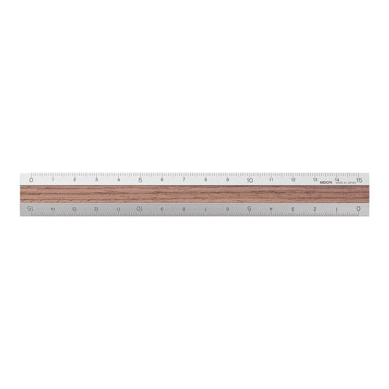 Midori Aluminium Wooden Ruler 15cm Dark Brown