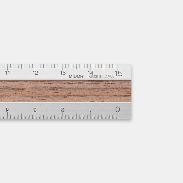 Midori Aluminium Wooden Ruler 15cm Dark Brown