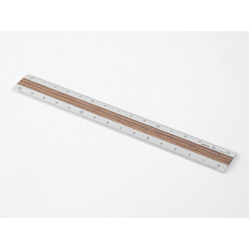 Midori Aluminium Wooden Ruler 15cm Dark Brown