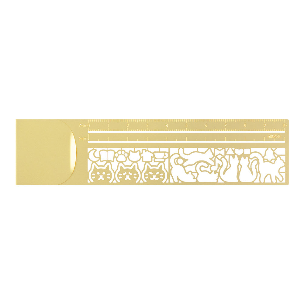 Midori Clip Cat Stencil Ruler Brass