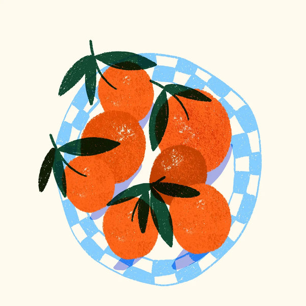 Oranges & Blue Plate Print