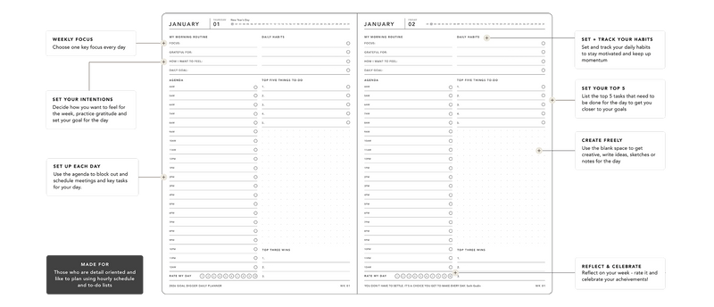 MiGoals 2026 B5 Goal Digger Planner Daily