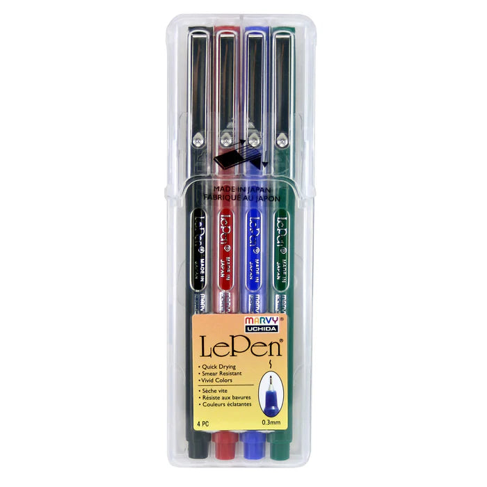 Marvy Uchida 4300 Le Pen Set of 4 Fineliner 0.3mm Pens