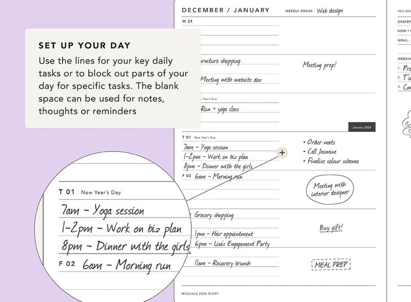 MiGoals 2026 A5 Weekly Notes Diary