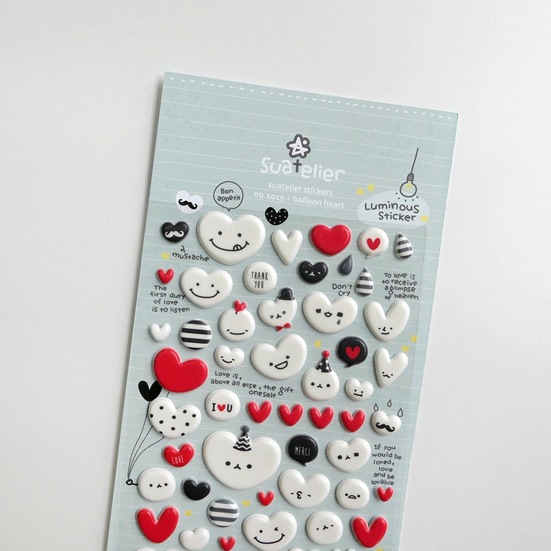 Suatelier Balloon Heart Luminous Stickers 1015