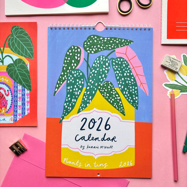 Kerrie Illustrates 2026 Plants in Tins A4 Calendar