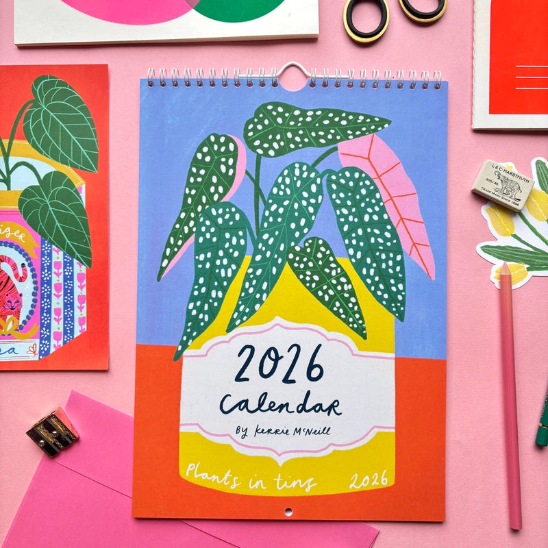 Kerrie Illustrates 2026 Plants in Tins A4 Calendar