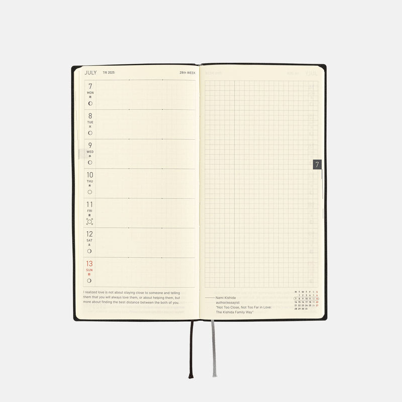 Hobonichi Weeks English 2025 White Line : Black