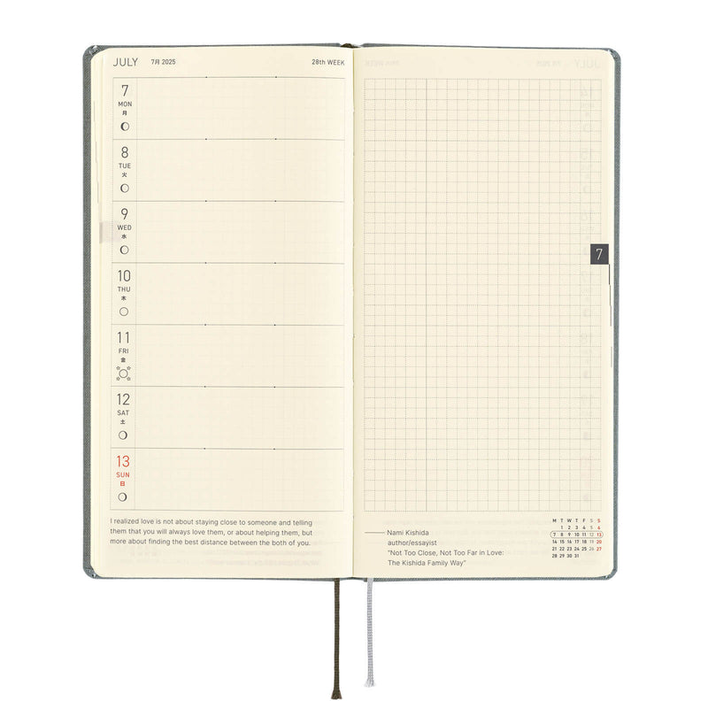 Hobonichi Weeks English 2025 Colors: Smoke Gray