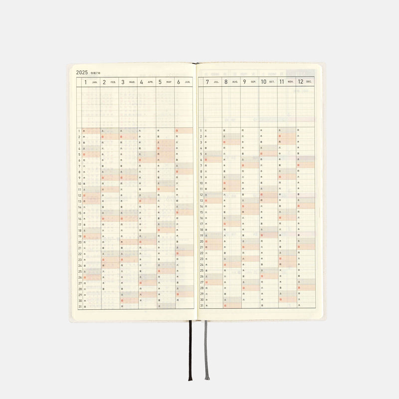 Hobonichi Weeks English 2025 White Line : Ivory