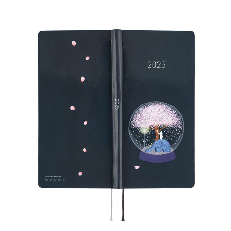 Hobonichi Weeks English 2025 Hiroko Kubota : Night Cherry Blossom Snow Globe