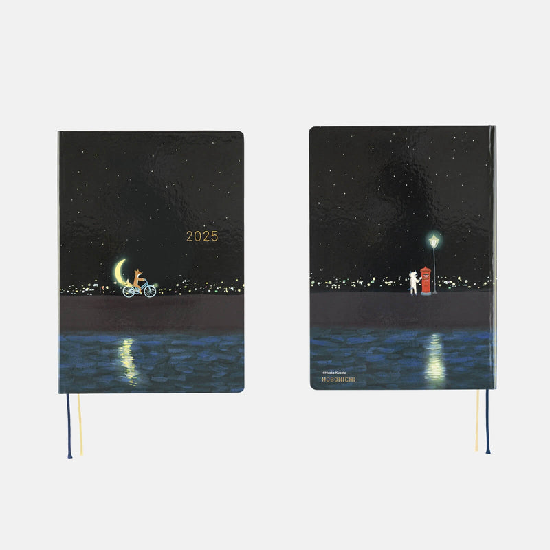 Hobonichi Techo 2025 English Hon (January Start) A5 - Hiroko Kubota: Crescent Moon Delivery