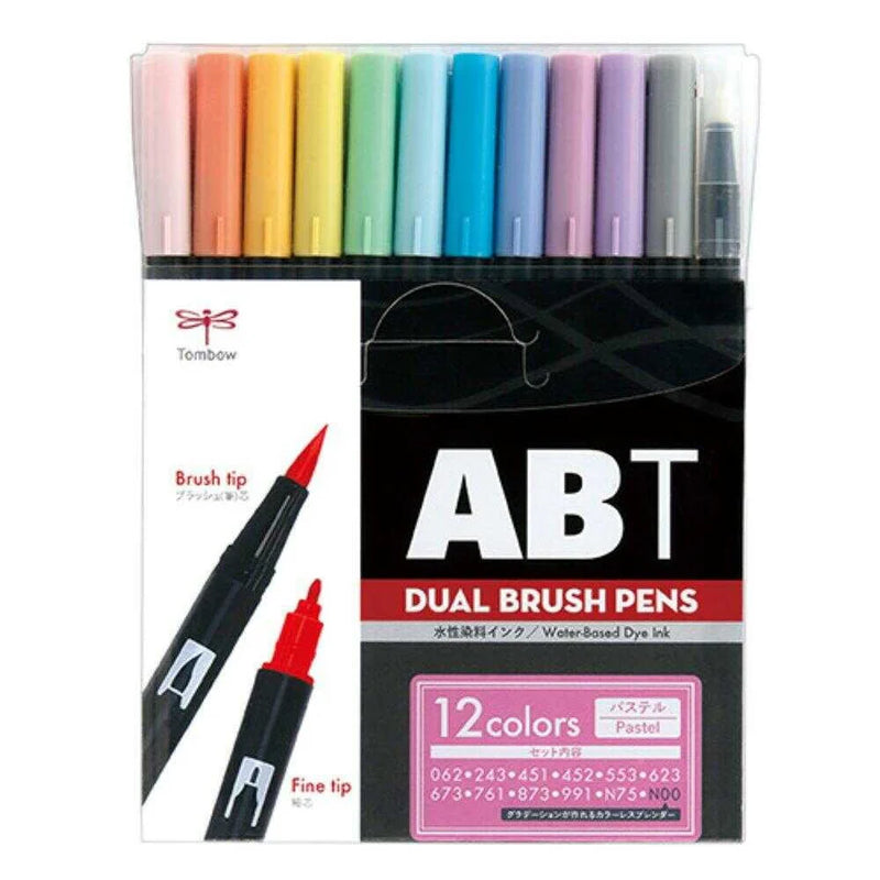 Tombow ABT Dual Brush Pens Set of 12  Pastel Colours