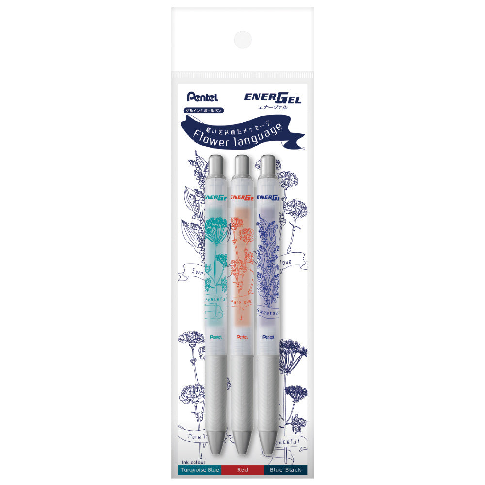 Pentel Energel Flower Language 0.5mm Gel Pen Set of 3