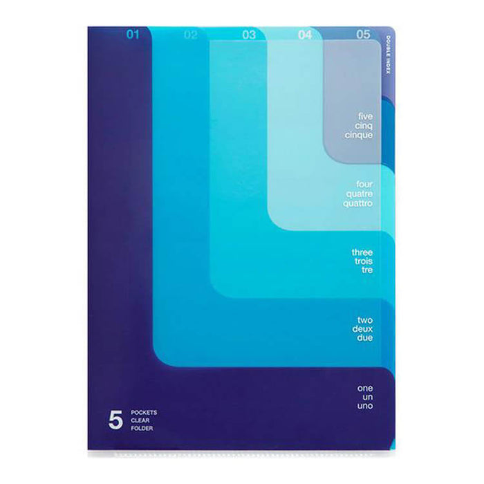 Midori　 WD80EFAX⑤ Midori A4 Two Way Blue Number 5 Pockets Folder, $7.76
