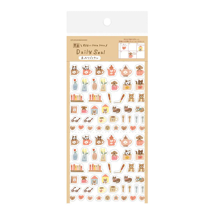 Furukawashiko Daily Seal Stickers - Relax (Brown)