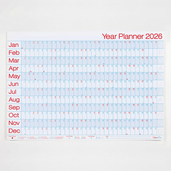 Crispin Finn 2026 Year Wall Planner - Landscape View